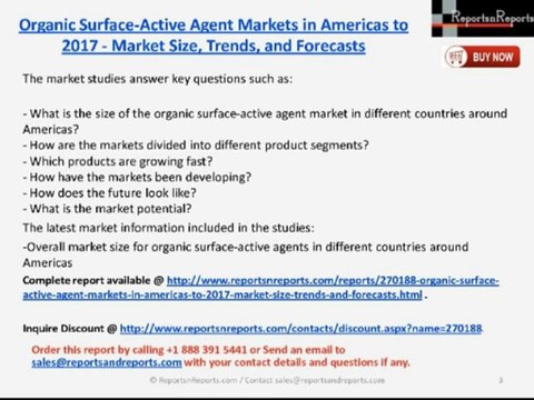 ReportsnReports: Organic Surface-Active Agent Industry in America