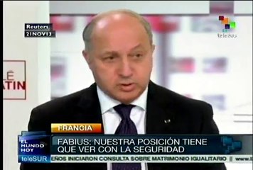 Rechaza canciller Fabius en el "G5+1" alianza de Francia con Israel