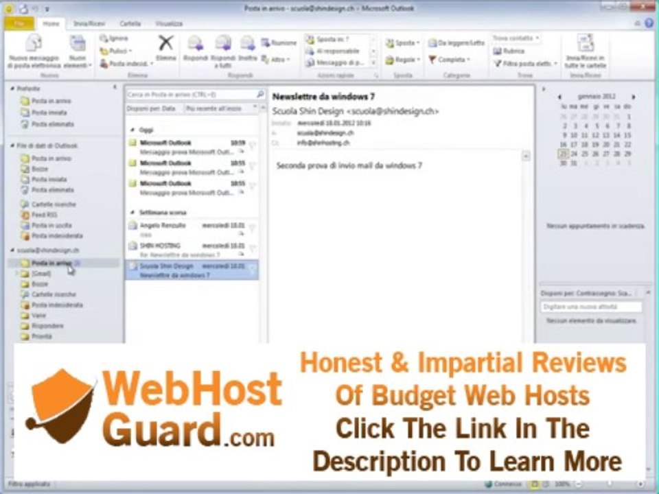 Shin Hosting: impostazione Outlook 2010