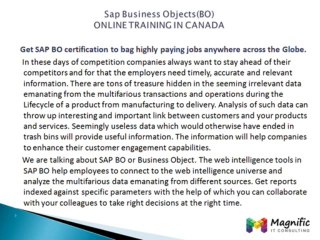 Sap Business Objects(BO) ONLINE TRAINING IN INDIA@MAGNIFIC