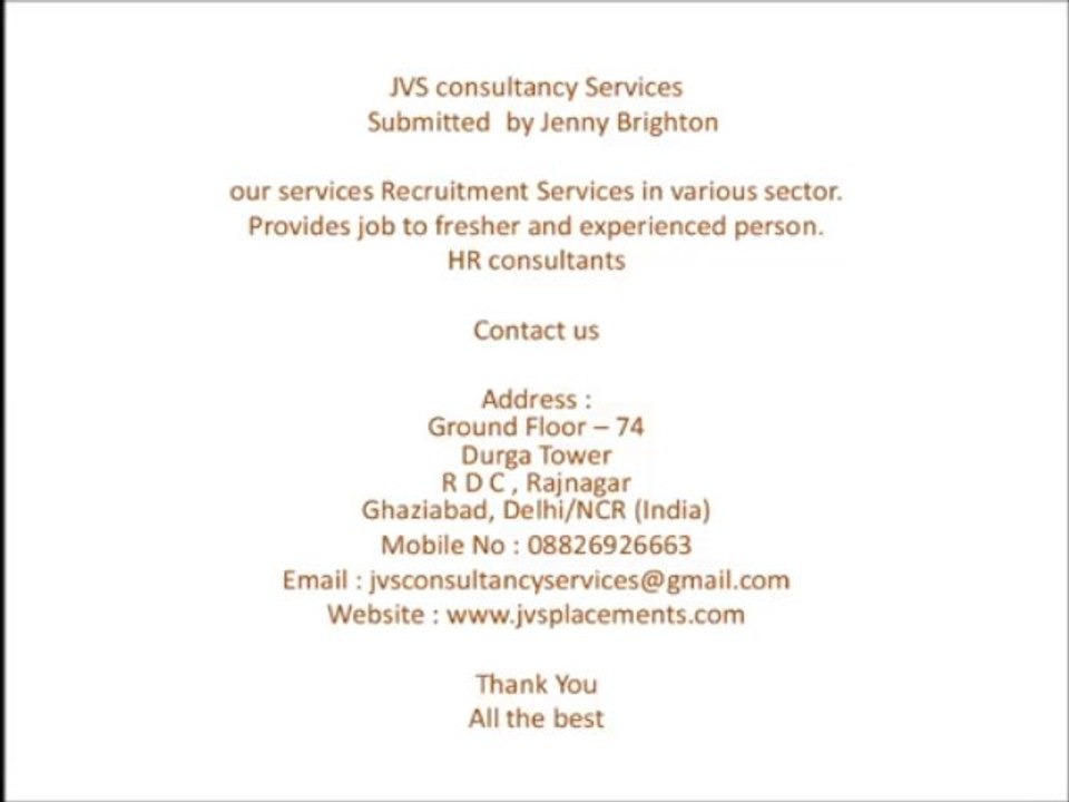 JVS consultancy services- Recruitment agency in Delhi/NCR