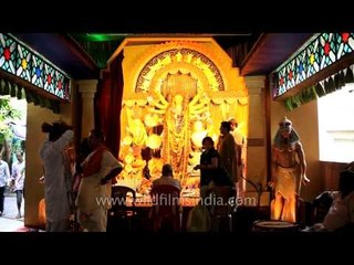 Decorated Durga puja pandal with egypt theme: Kolkata