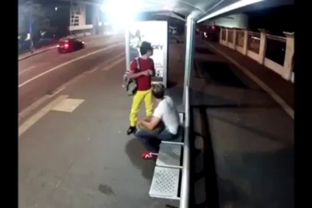 Bus stop scary prank