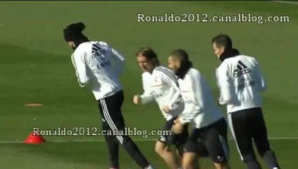 Cristiano Ronaldo trains today with Real Madrid