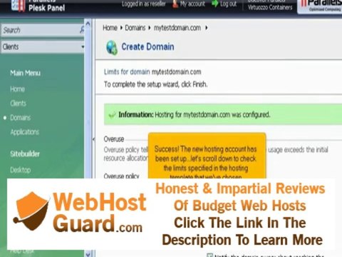 micfo | how to create a hosting account in Plesk reseller control panel
