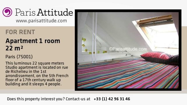 Studio Apartment for rent - Palais Royal, Paris - Ref. 2341