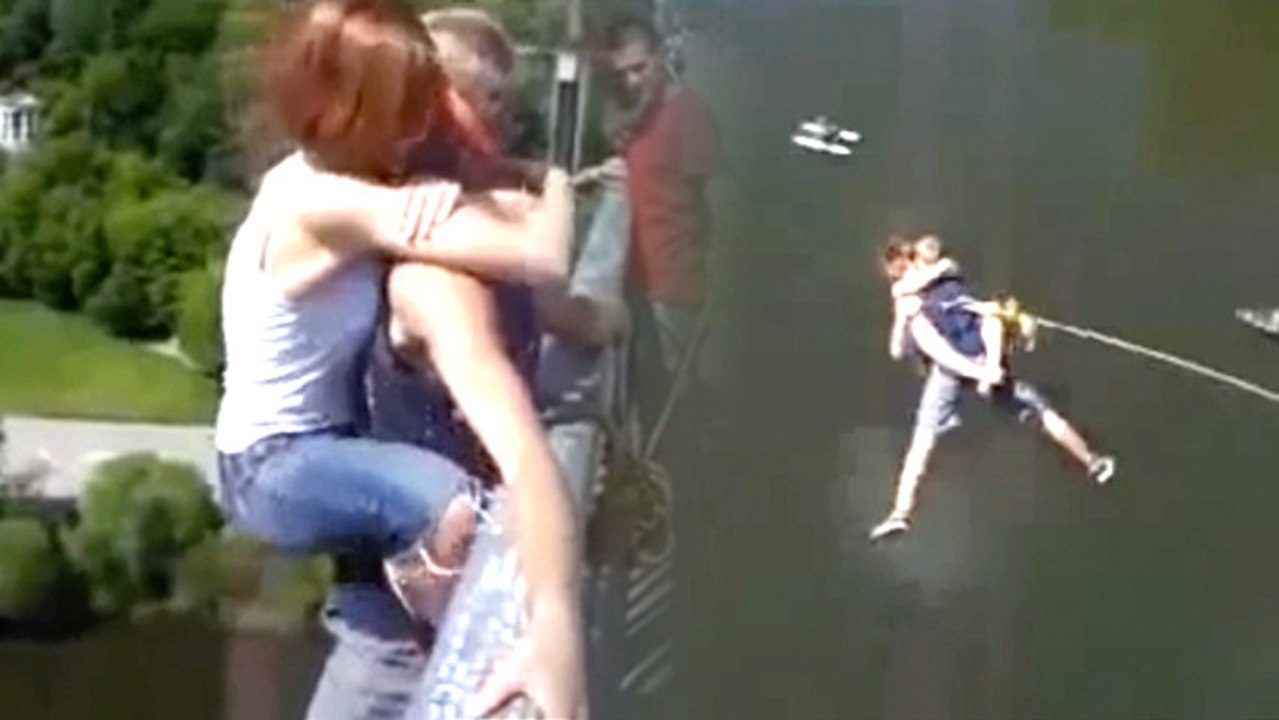 Nutbag Girlfriend Bungees Without Harness, Holds Onto Boyfriend Instead