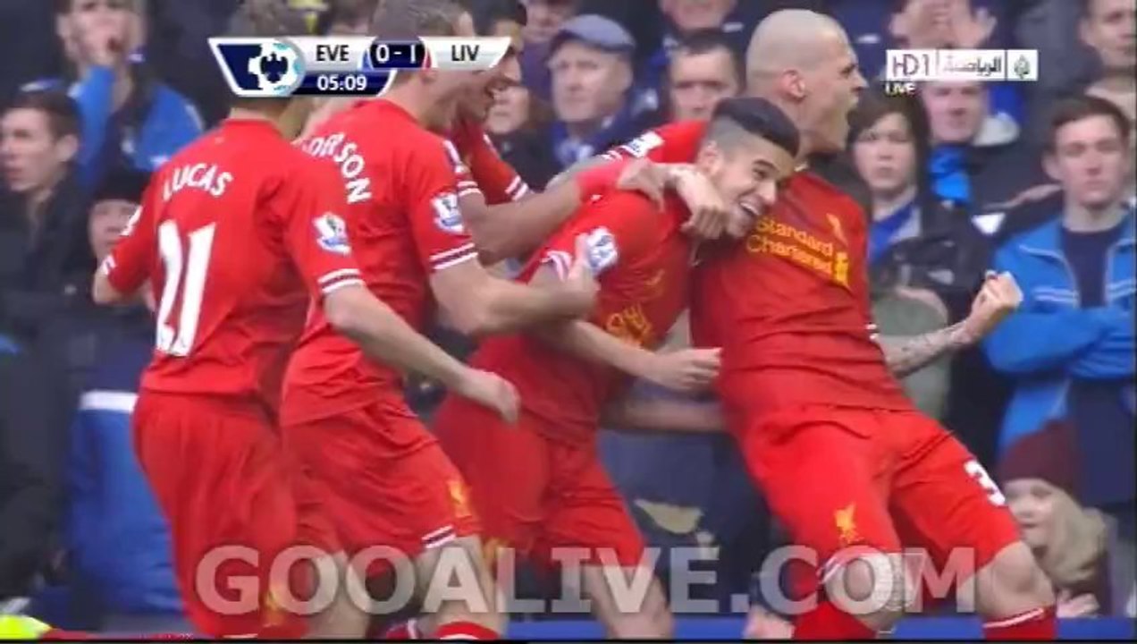 Philippe Coutinho Amazing Goal Everton FC Vs Liverpool 0-1 Gooalive.com ~ 23/11/2013