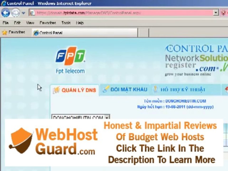 Hướng dẫn Cách trỏ tên miền đăng ký tại FPT về hosting