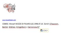 CD8051 Mozart NOZZE DI FIGARO (LE) 1998_07_16 Zürich (Chausson, Bartoli, Widmer, Kringelborn c Harnoncourt)°