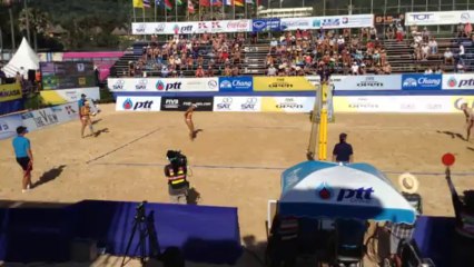 RUS vs BRA (film 19) Ukolova-Prokopeva  vs Maria Clara-Carol  1-2 (21-17, 13-21, 13-15) en 1:03