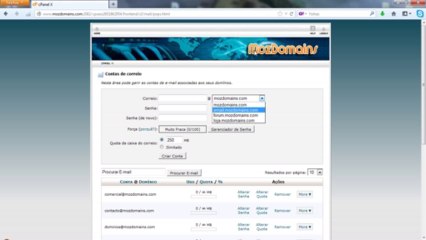 Como Criar Contas de Email no Cpanel 'MozDomains'