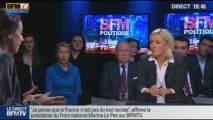 BFM Politique: L'interview de Marine Le Pen par Anna Cabana du Point - 24/11