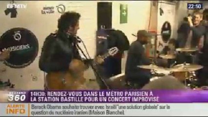Showbiz: "M, l'artiste tout-terrain": un concert dans le métro parisien - 24/11
