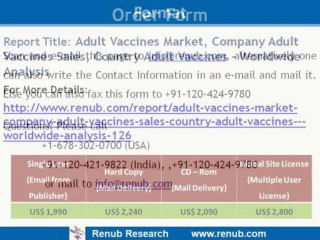 Adult Vaccines Market, Company Adult Vaccines Sales, Country Adult Vaccines (www.renub_com)