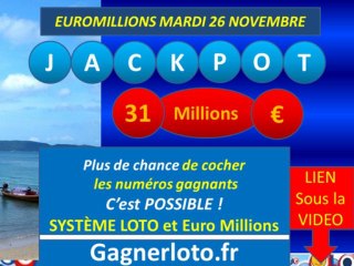 Jackpot Euromillions tirage mardi 26 novembre