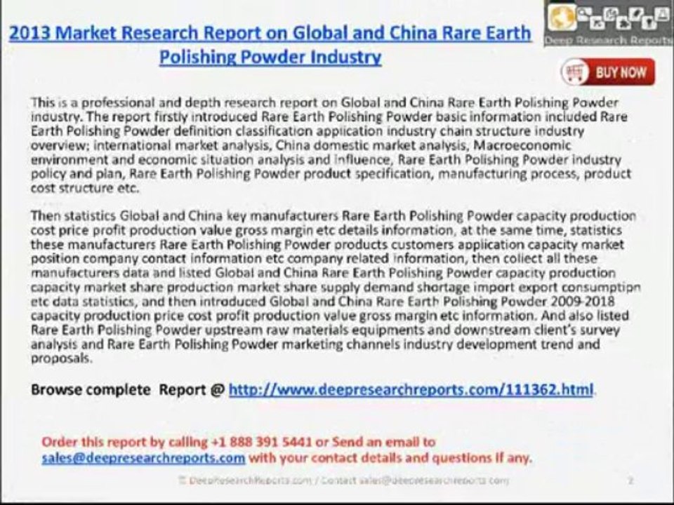 2013 Global and China Rare Earth Polishing Powder Market - New Research Report