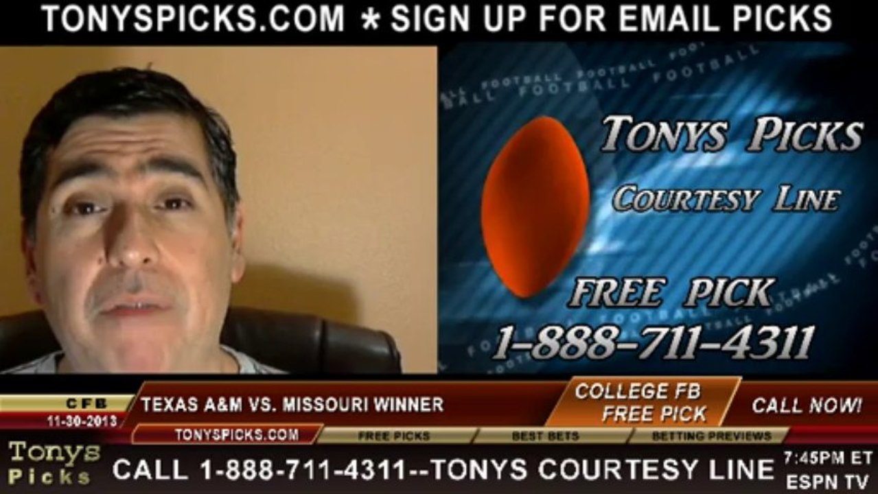 Missouri Tigers vs. Texas A M Aggies Pick Prediction NCAAF Odds 11-30-2013