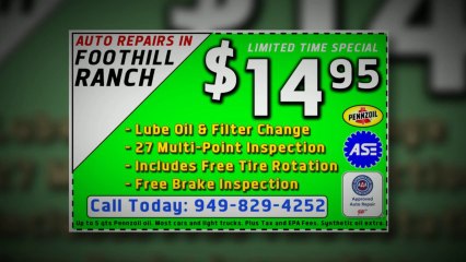Auto Lube Oil & Filter Change in Lake Forest 949-829-4252
