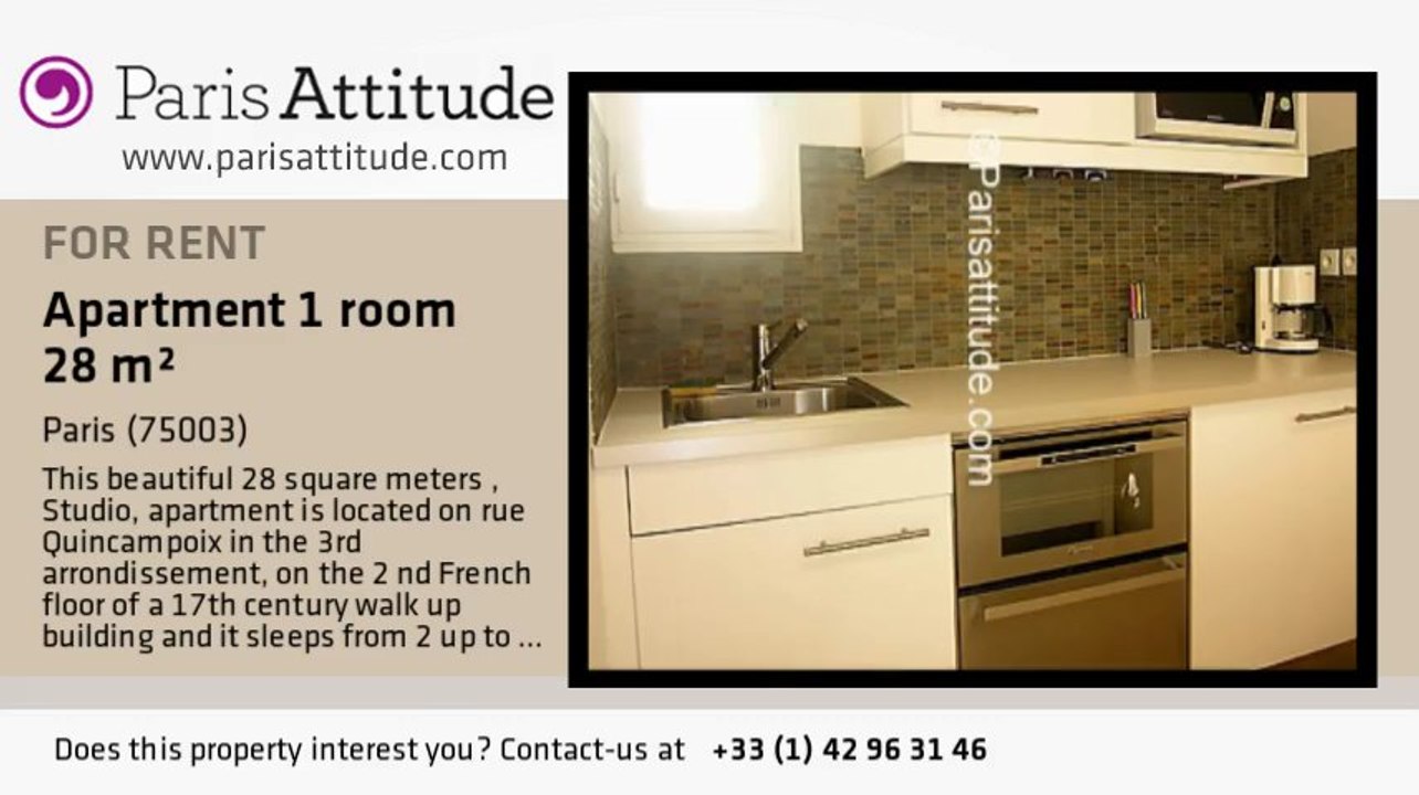 Studio Apartment for rent - Centre George Pompidou, Paris - Ref. 6270