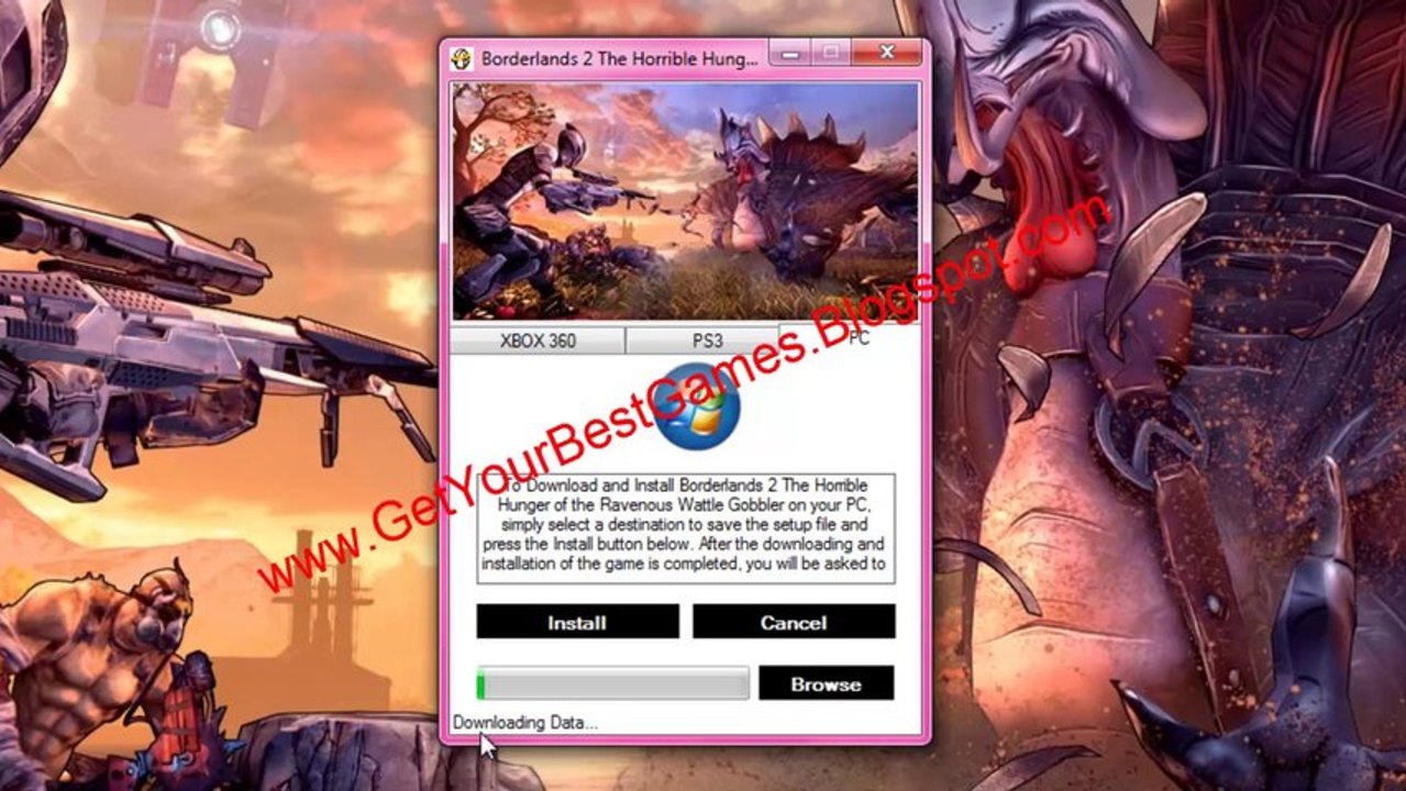 Borderlands 2 The Horrible Hunger of the Ravenous Wattle GobblerDLC Game Free Download Tutorial