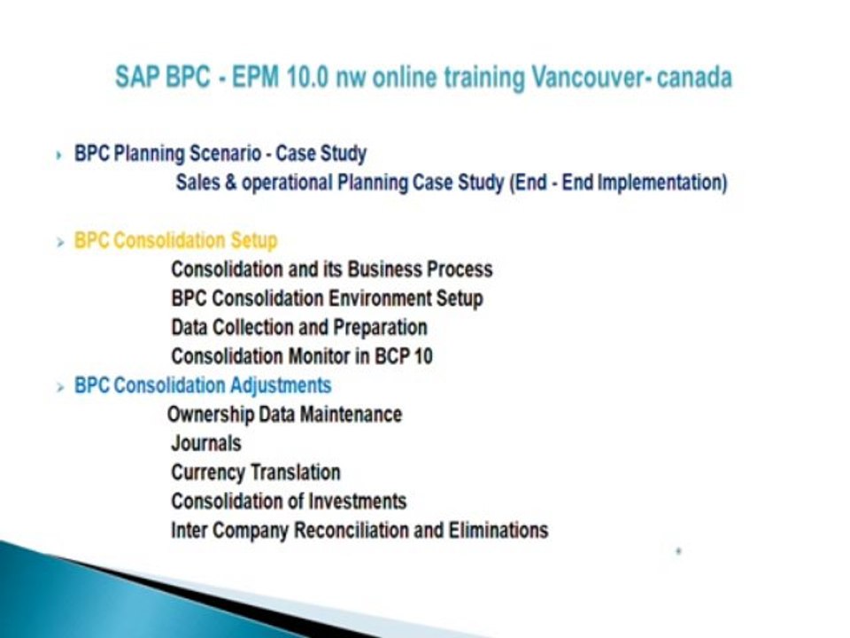 SAP BPC - EPM 10.0 nw online training Vancouver- canada