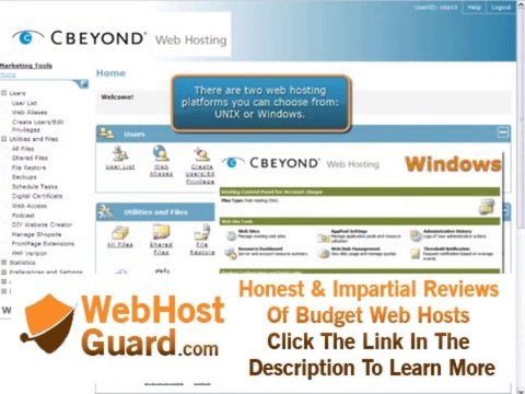 Cbeyond Web Hosting and Domain Tools Chapter 1 Web Hosting Dashboard