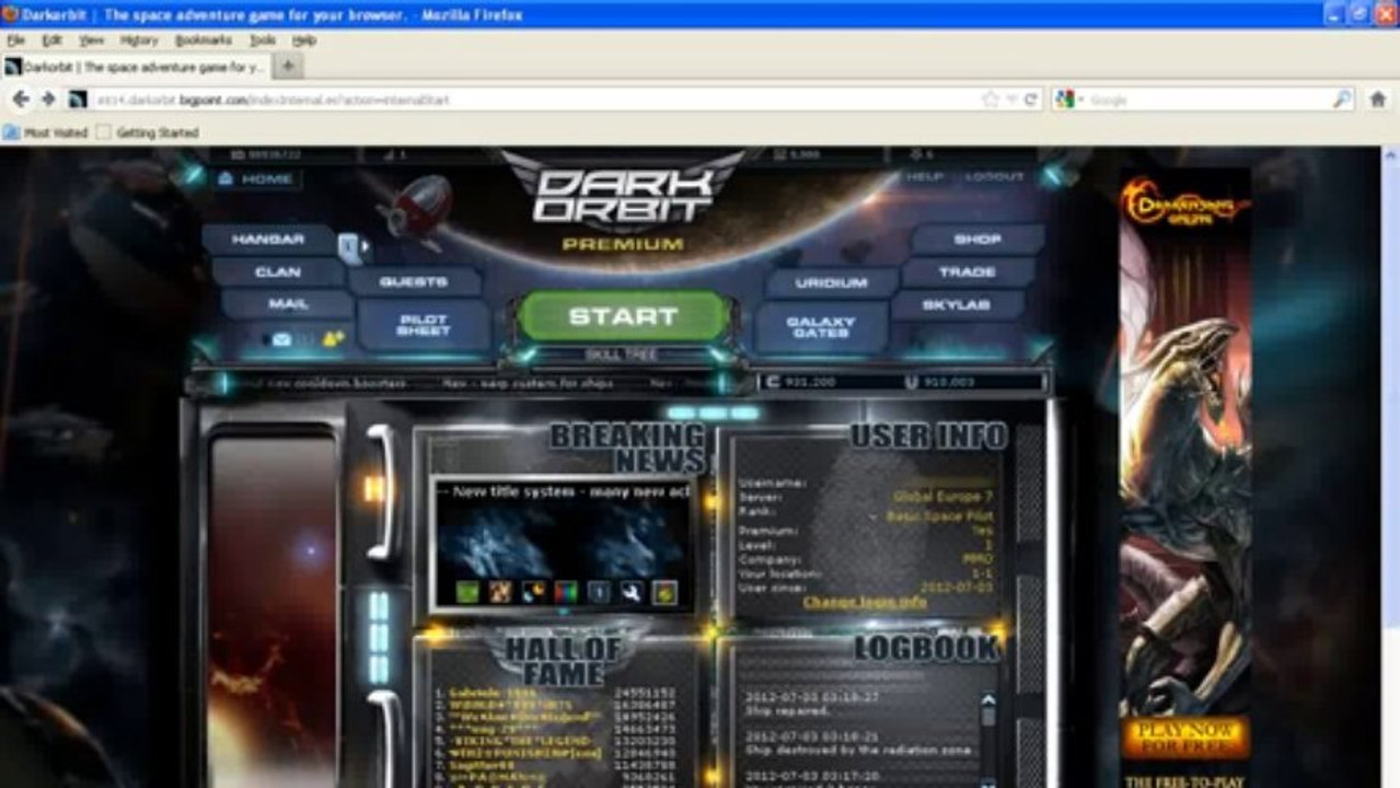 DarkOrbit Hack [Uridium] [Credits]
