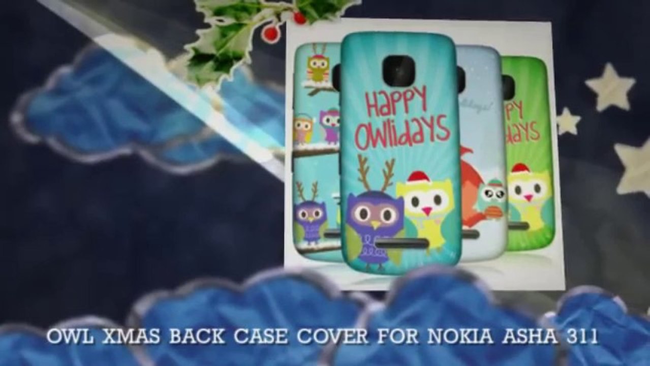 OWL XMAS PROTECTIVE SNAP-ON BACK CASE COVER FOR NOKIA ASHA 3