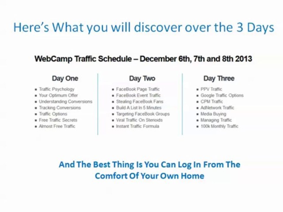 Web Traffic  Webcamp 3 Days of Complimentary Training Streamed Live