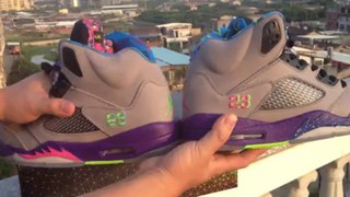 *Caps-Sell.org/ * Nike Jordan 5 Mens Shoes Grey Purple in the Dark