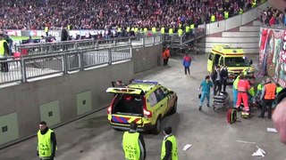 Ajax fan falls from stand during game against Barcelona 26.11.2013