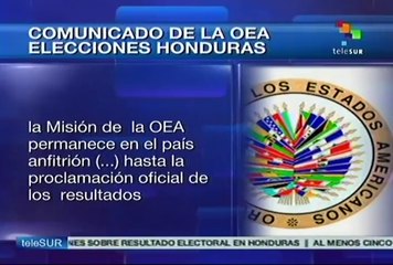 OEA avala transparencia de las elecciones en Honduras