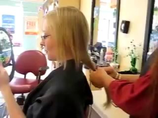 haircut and ponytail chop on a blonde