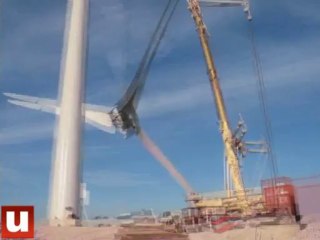 Montage de la première éolienne du parc de la Côte de la Bouchère