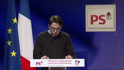 Thibaut Poirot, professeur d'Histoire, au grand meeting de la Gauche : Défendre la République contre les extrémismes
