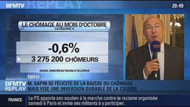 BFMTV Replay: la baisse du chômage: Sapin vise une inversion durable de la courbe - 28/11