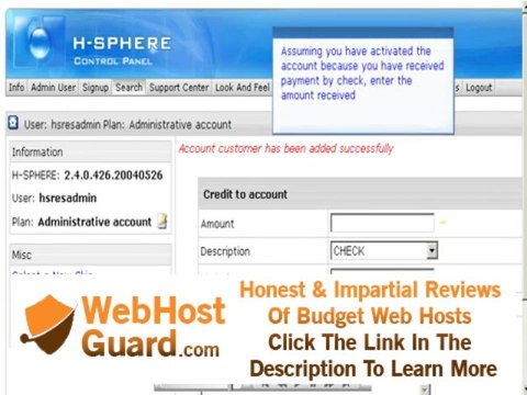 Creating new hosting (user) accounts in H-sphere - Reseller Guide - Host Department LLC