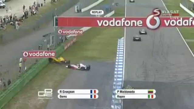 Grosjean vs Maldonado Crash - 2010 GP2 German GP