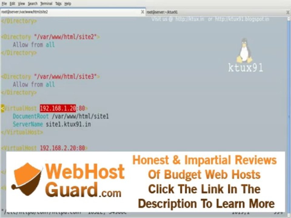 IP based Virtual hosting with apache- Tutorial video from ktux91
