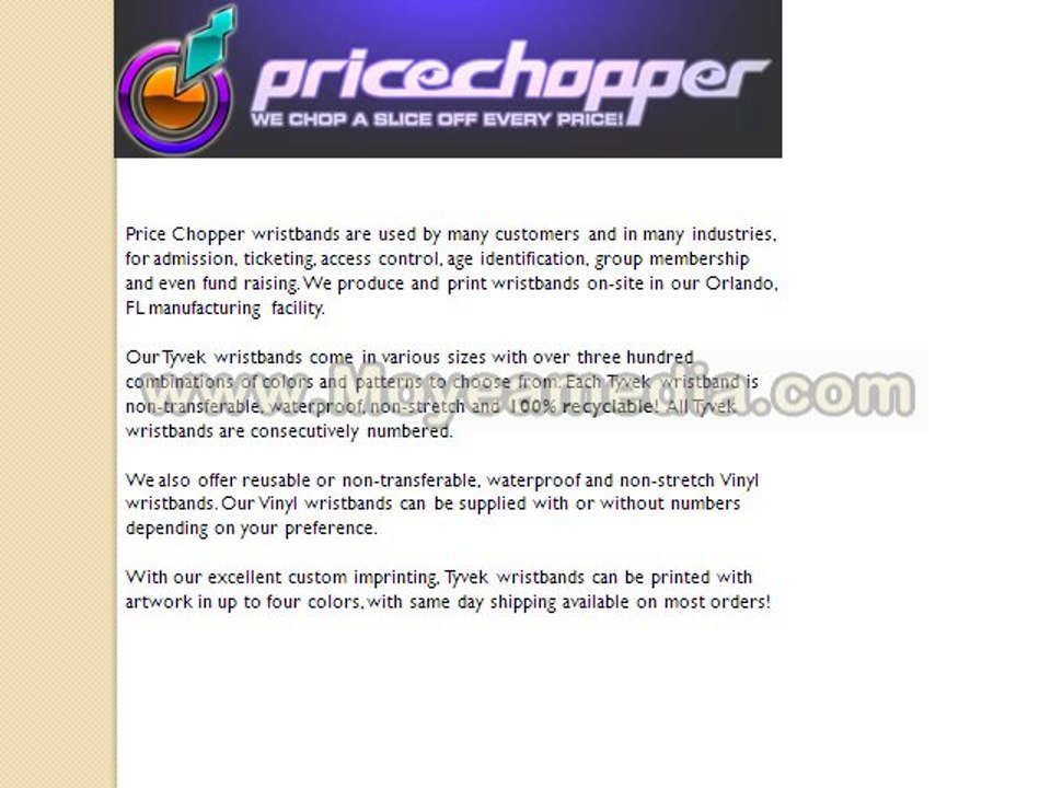 Welcome to Price Chopper Wristbands