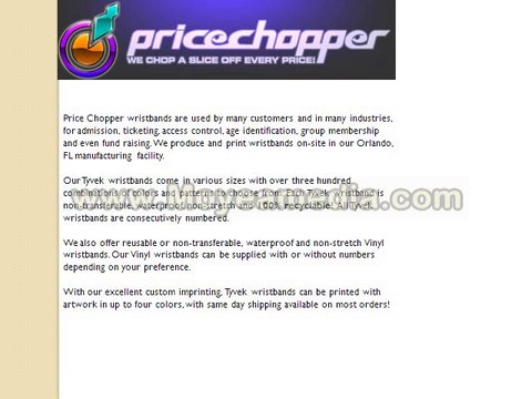 Welcome to Price Chopper Wristbands