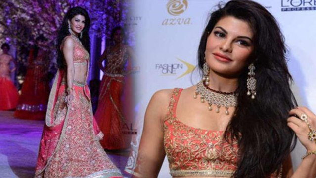 Hot Jaqueline Fernandez In Pink Bridal Dress - India Bridal fashion Week