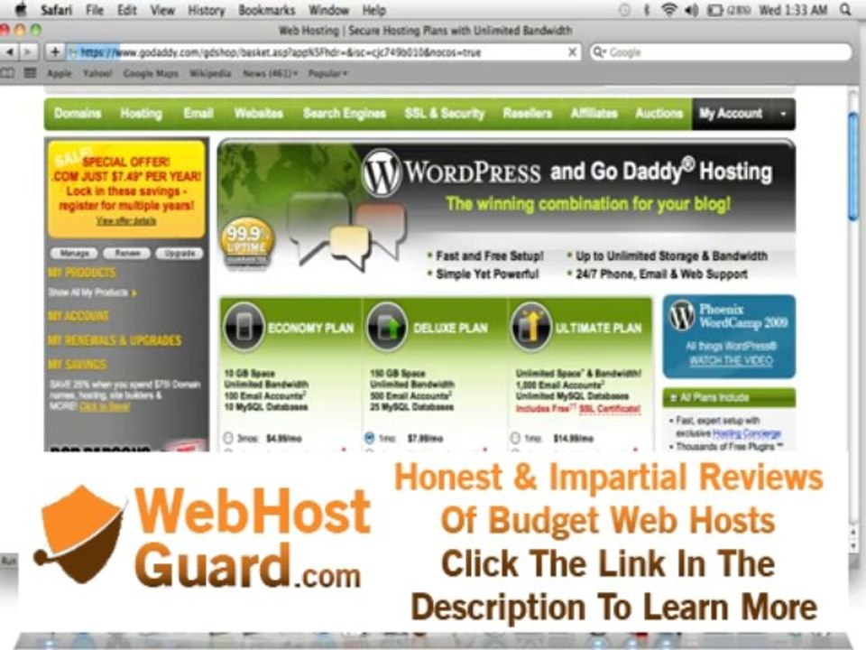 Wordpress hosting on Godaddy