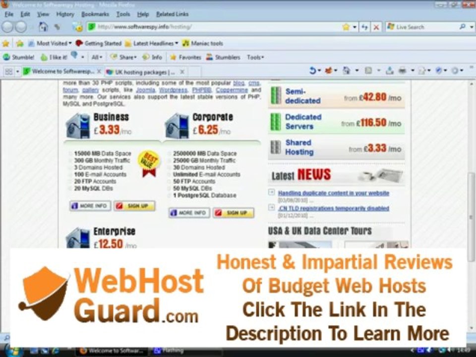 Comparison of two webhosting plans - addressing the problem of monopoly in the webhosting industry