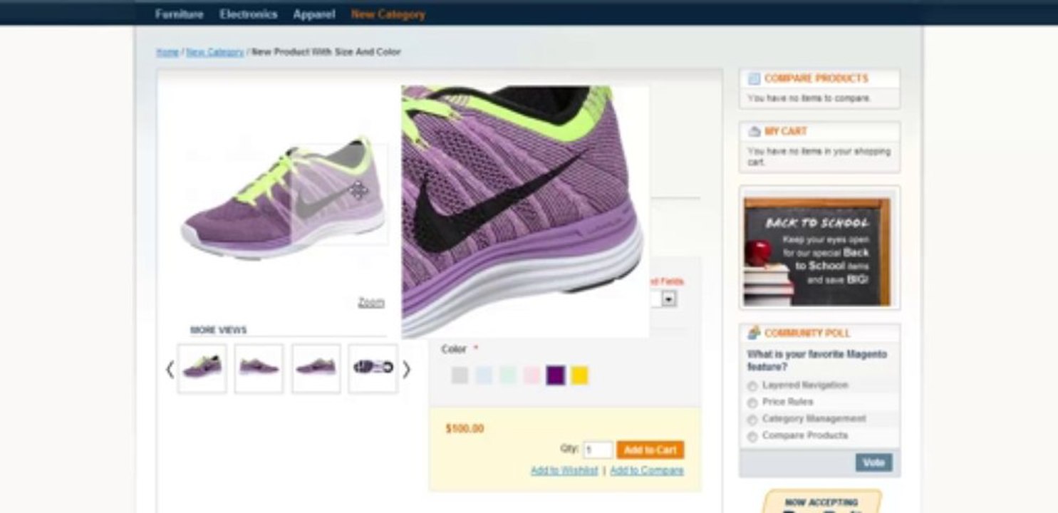 Magento Color Swatch Extension With Zoom