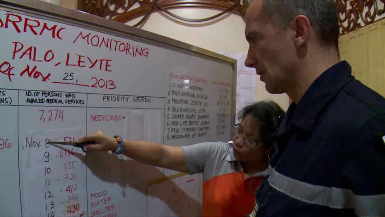 Cyclone Haiyan : détachement de la sécurité civile dans le secteur Palo sur l'île de Leyté