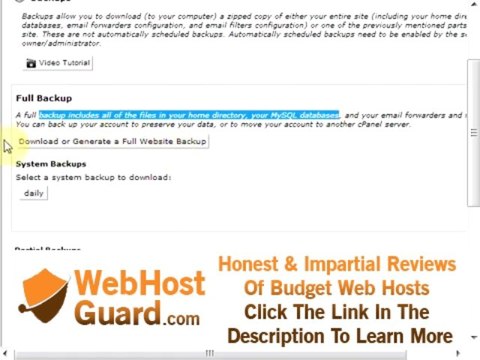 How to backup cpanel hosting account