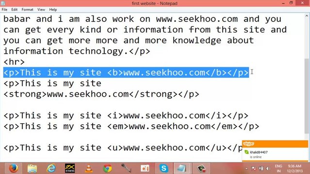 Bold, Italic, Underline tags in Urdu and Hindi Class 3