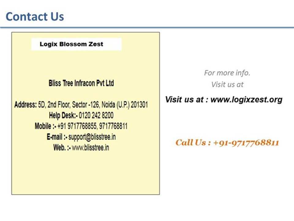 Logix Blossom Zest A New Residential Project Located At Sector 143 Noida